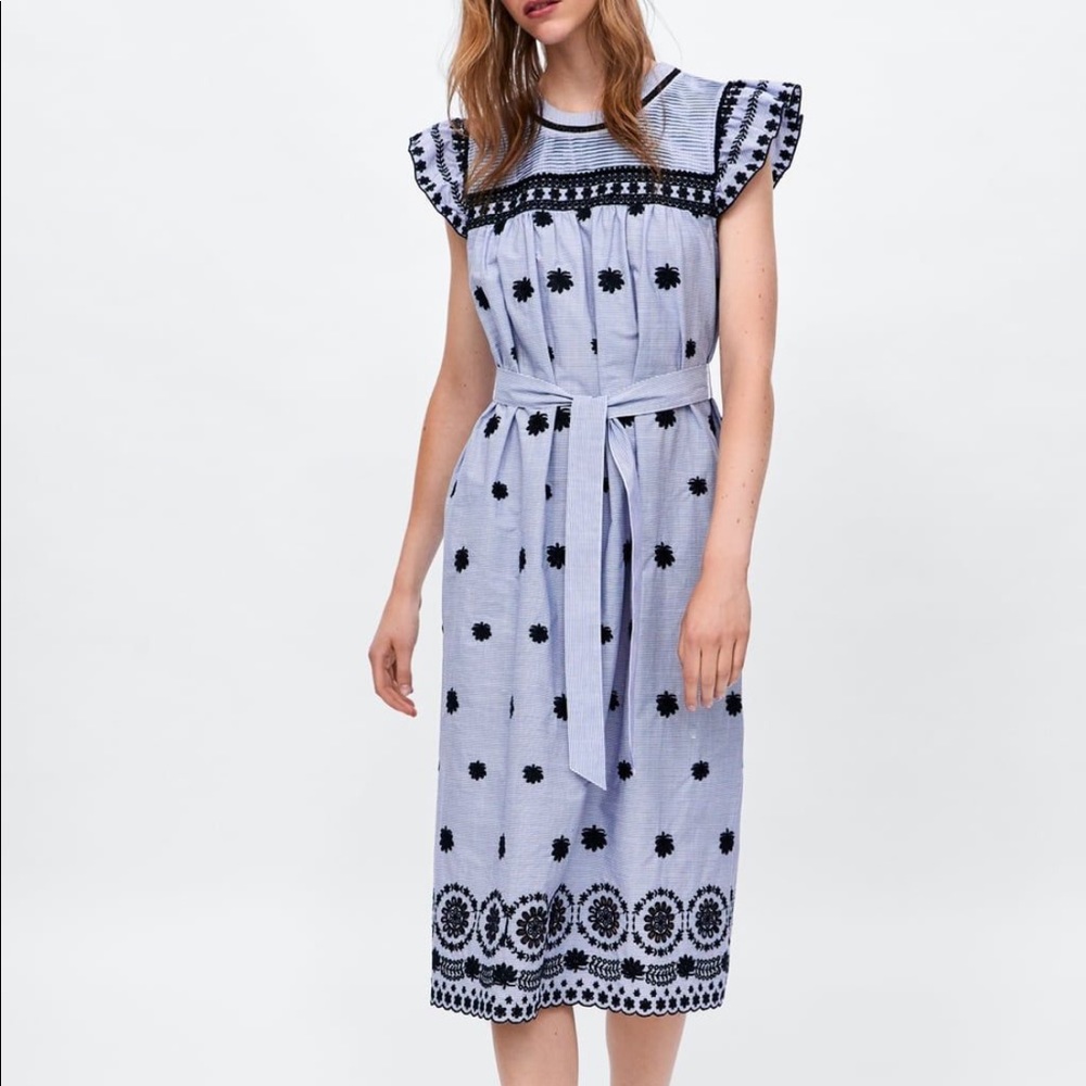 Zara eyelet flutter sleeve dress